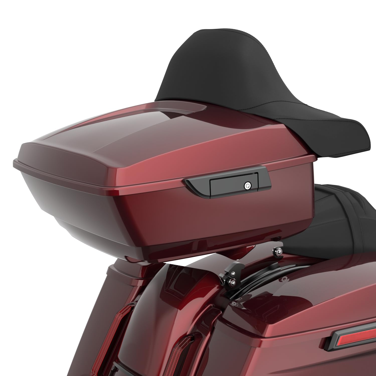 Moto Onfire Harley Tour Trunk Pack King Tour Trunk Pack Fit for 2014+ Harley Touring - Mysterious Red Sunglo, Wrap around Backrest Pad