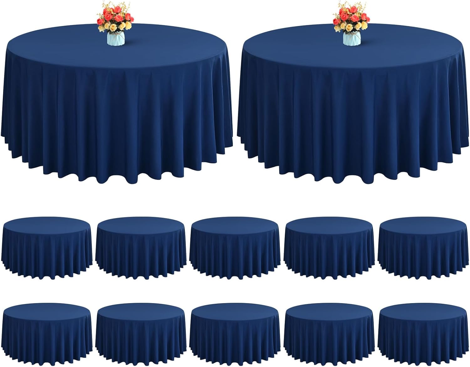 12 Pack Navy Blue Round Tablecloths 120 Inch Circle Bulk