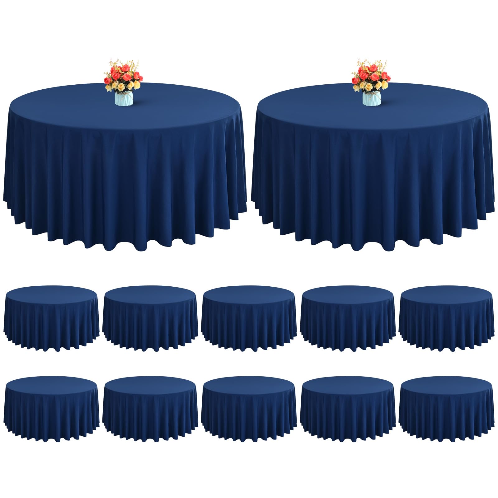 12 Pack Round Tablecloth Navy Blue Tablecloths 120 Inch,Circle Polyester Table Cloth,Washable Fabric Stain and Wrinkle Resistant Premium Round Table
