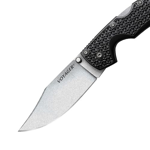 Miniatura 3 de Cold Steel Voyager Series - Cuchillo plegable con cierre de triple eje y clip de bolsillo, Negro, L
