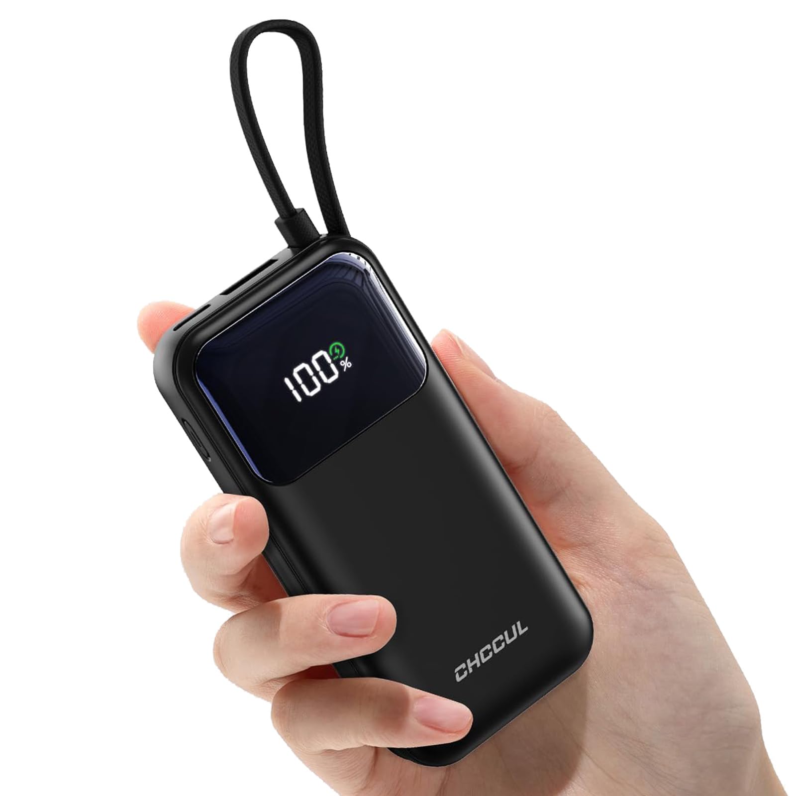 Portable Charger 10 000mAh 35W Power Bank with Built-in USB-C Cable for Travel Fast Charging Battery Pack for