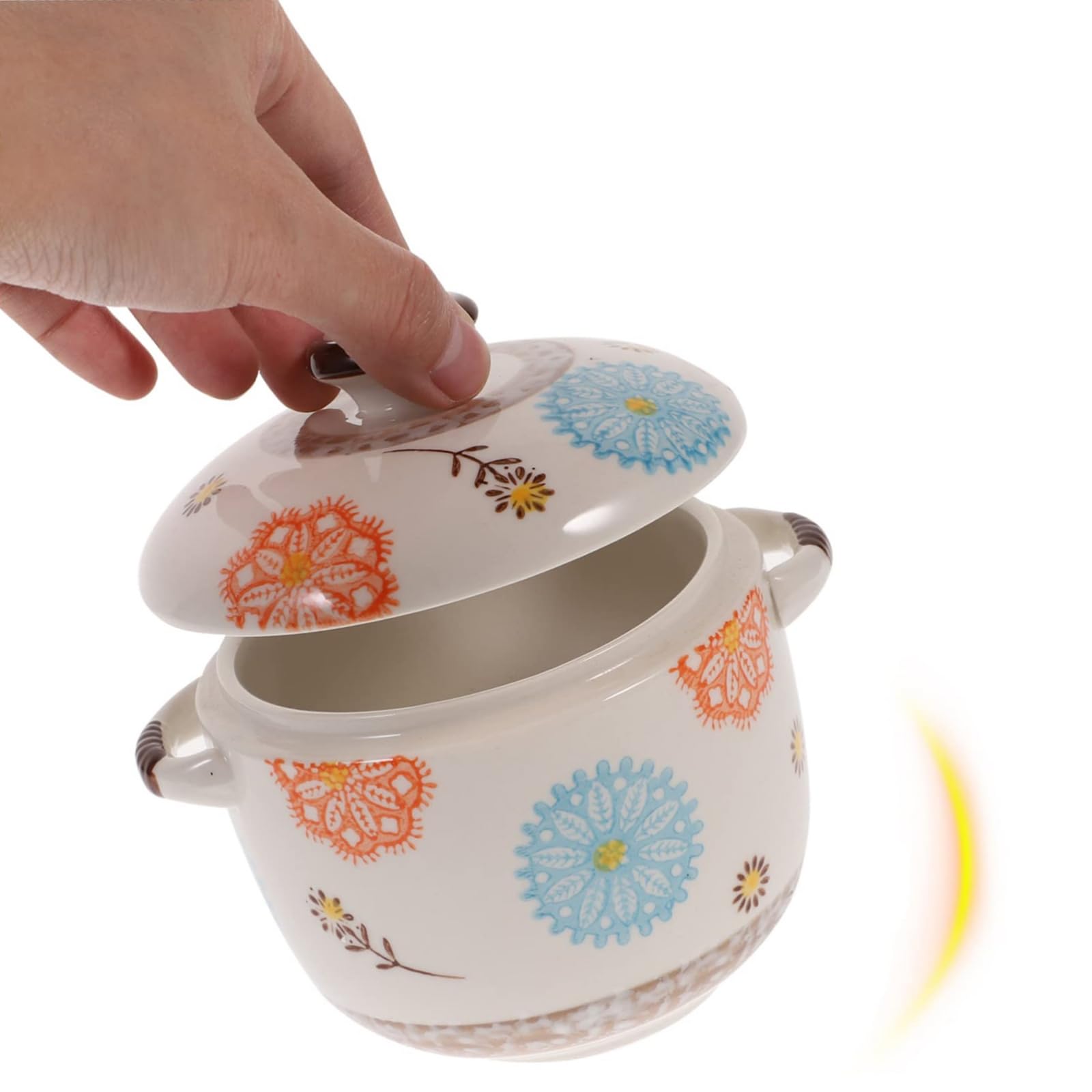 Kubek do zupy z pokrywką, ceramiczna miska do gotowania na parze i