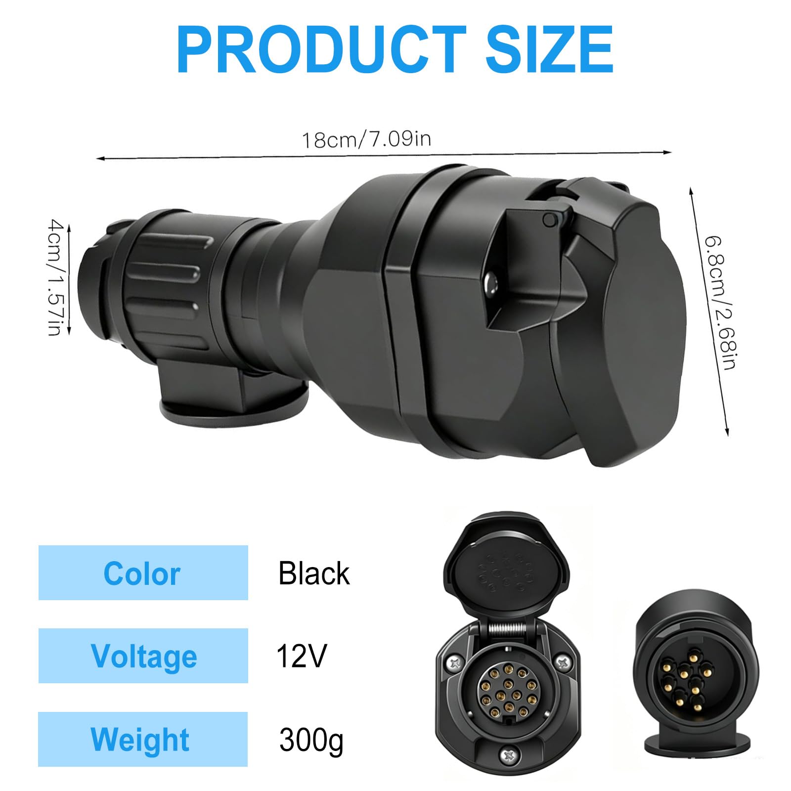 Adaptador de 13 polos para remolque, 12 V, con iluminación LED, adaptador Canbus ISO 11446, resistente a la intemperie, para remolques, caravanas y autocaravanas