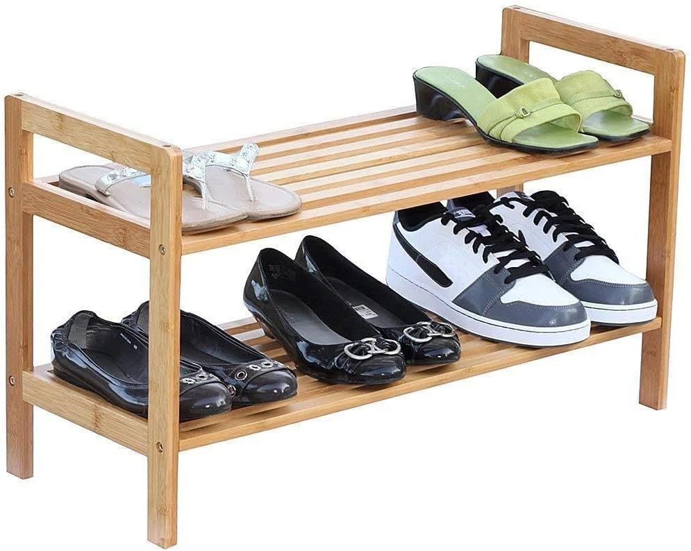 for 2 Tier Bamboo Shoe Rack Organizer, Shoe Rack, Bamboo, Organizer, 6 to 8 Pairs, Natural Finish