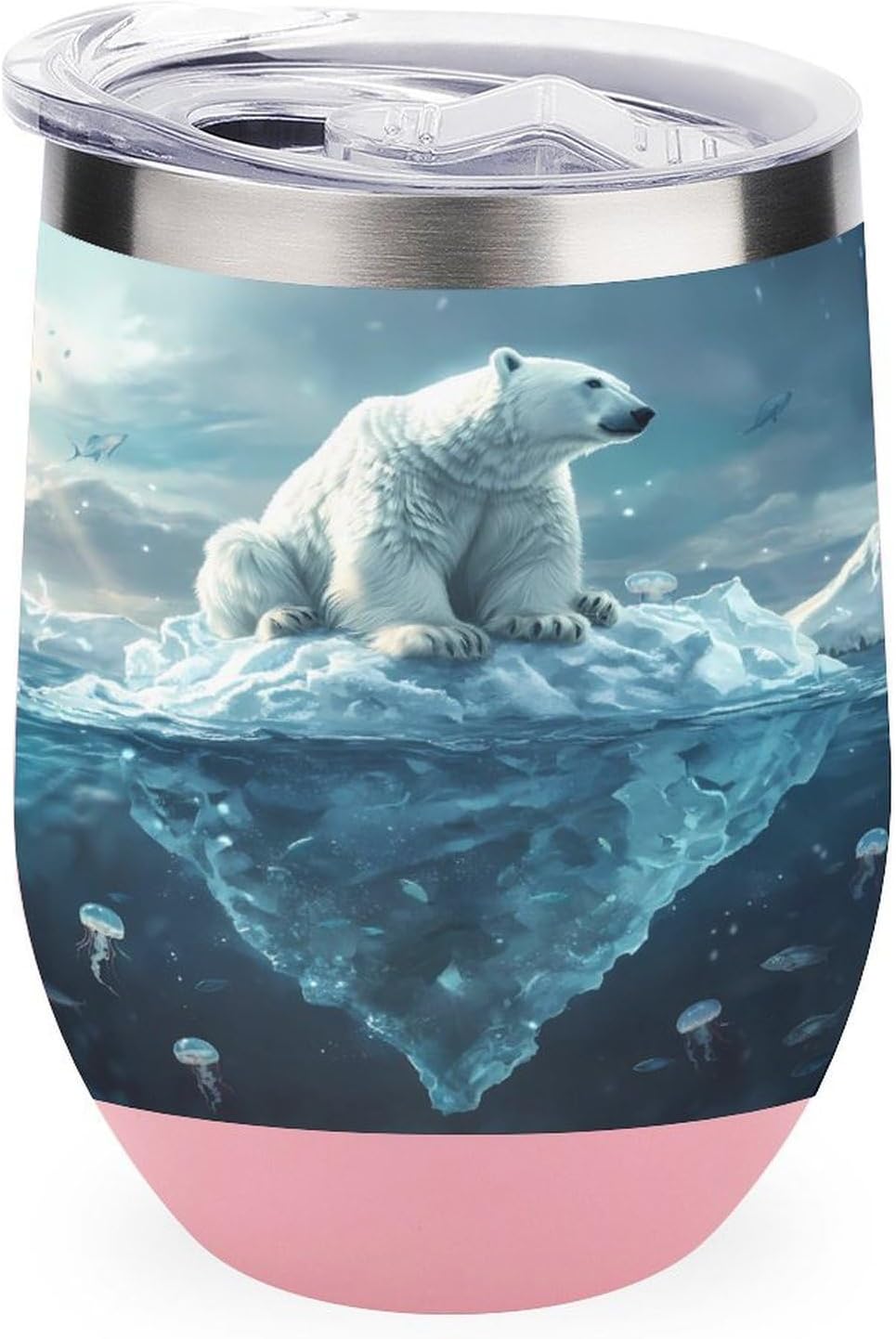 Icebergs And Polar Bears Coffee Travel Mug Cup Insulated Tumbler Stainless Steel with Flip Lid One Size