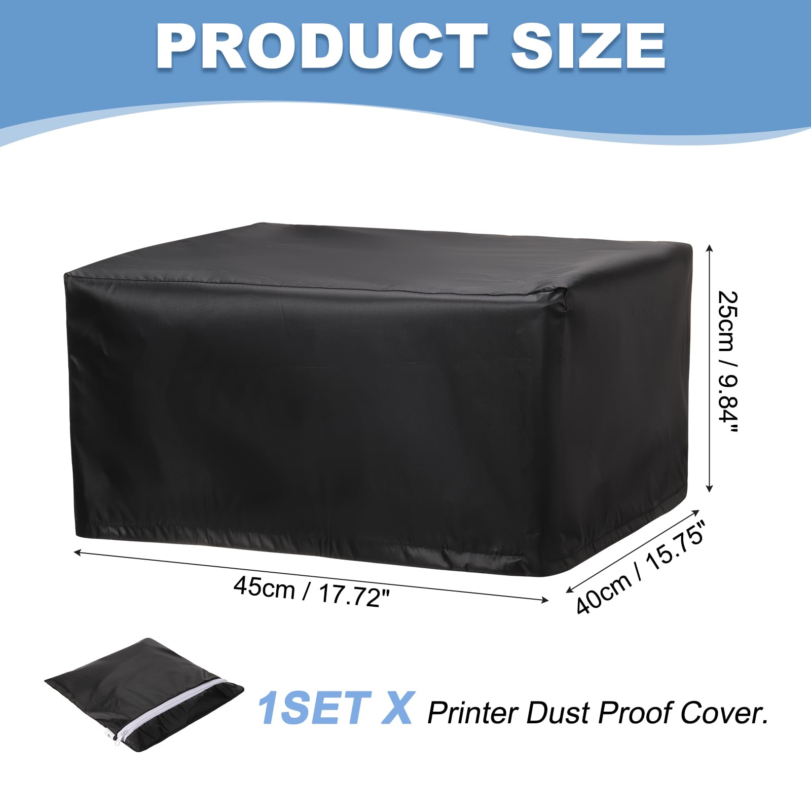PATIKIL 45 x 40 x 25cm Funda Protectora Contra Polvo Para Impresora Negro | 1Pcs, Funda Protectora De Poliéster Impermeable Y Antiestática Para Varias Impresoras O Fotocopiadoras