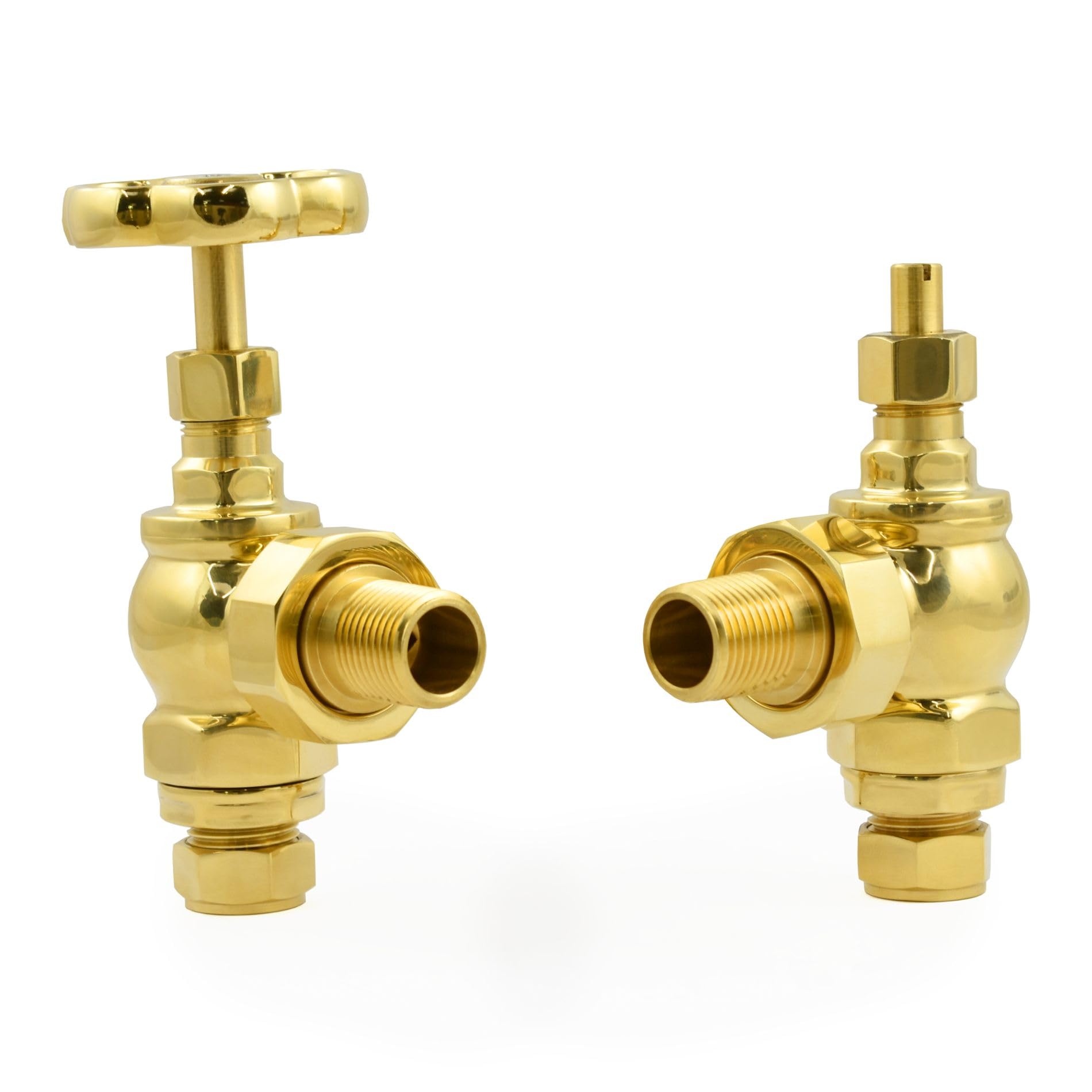 Hot Flow | Hurley Traditional Manual Radiator Valves (Pair) (Unlacquered Brass)