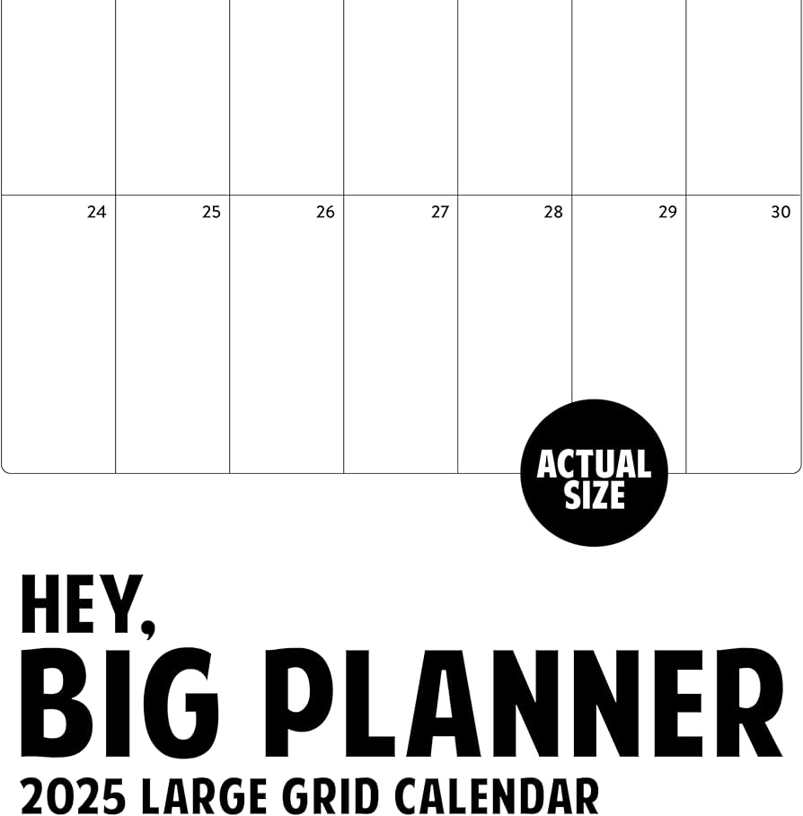 Amazon.com: Large Grid Calendar 2025 | 12” x 24” Minimal Big Grid Calendar 12 Month | Marble City Press: Hey Big Planner | Wall Planner, Black and White | Modern Planning Calendar | 2024-2025 Calendar : Office Products