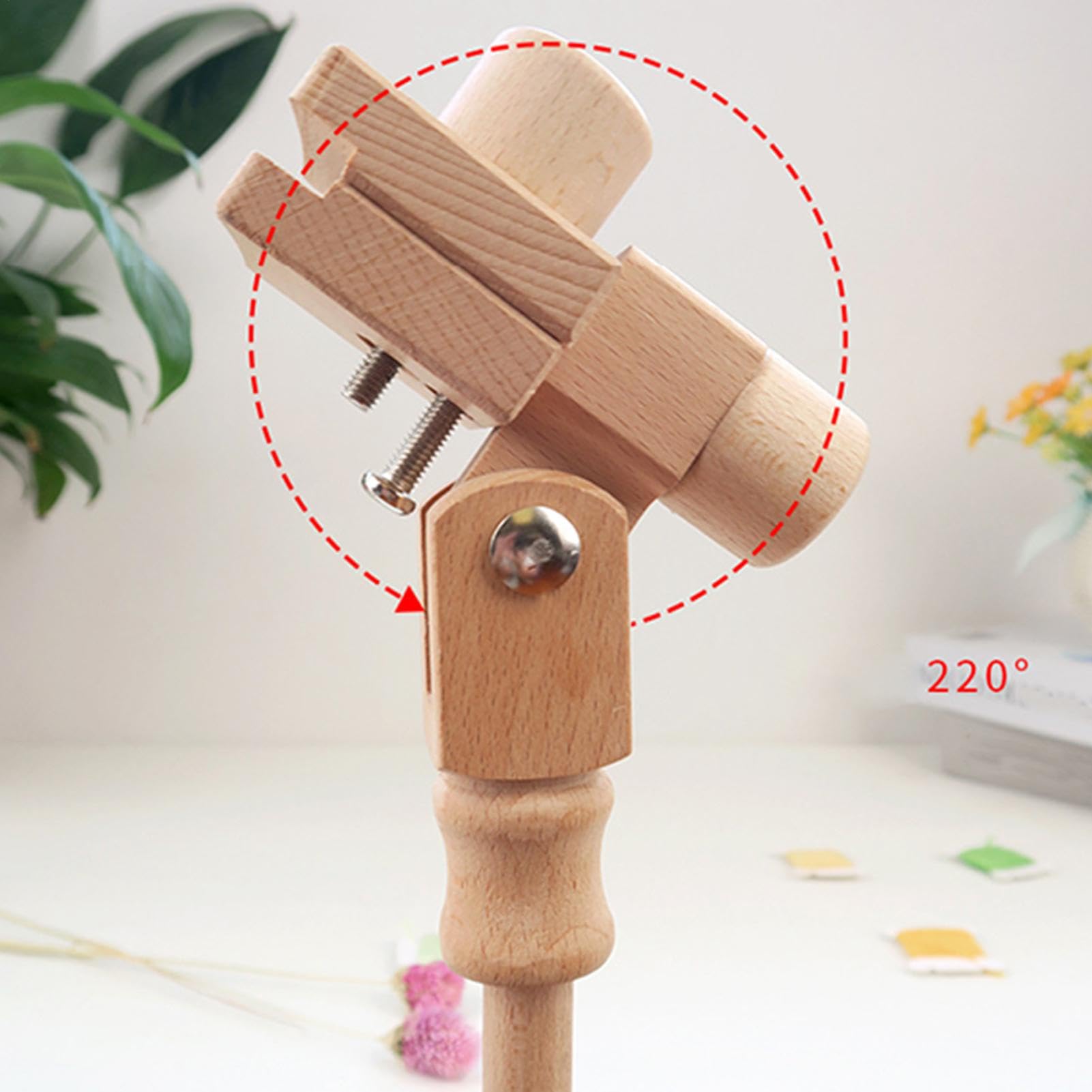 Renopfect Support de cadre à broder en bois - Support de cadre de broderie rotatif réglable à 360 ° - Support de cadre en bois réglable - Table de cadre torsadée