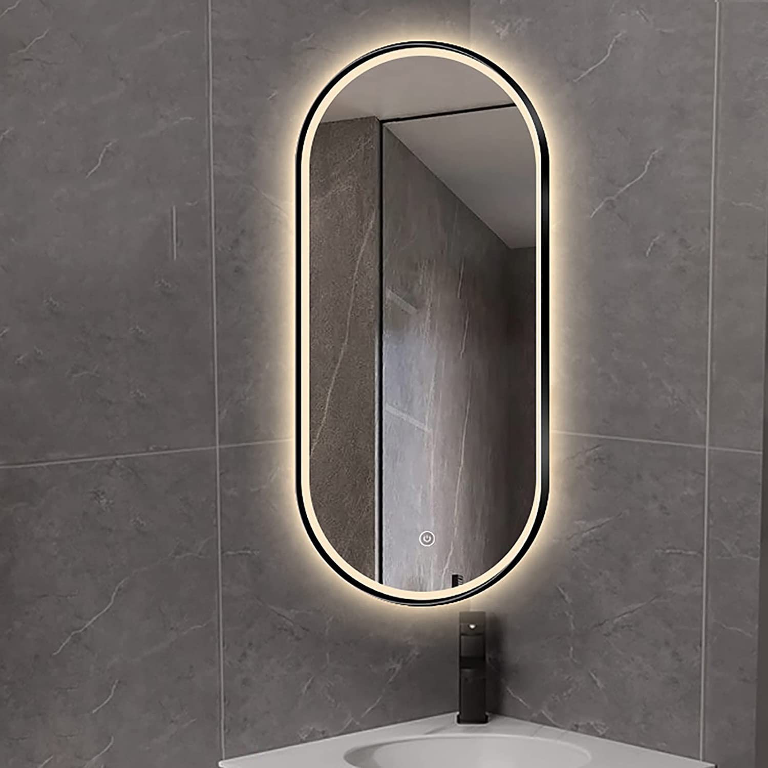 Miroir ovale LED tactile avec bras pivotant 3 lumières d'ambiance