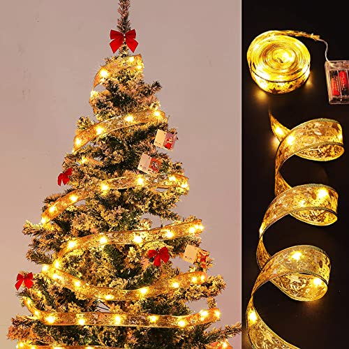 Guirlande lumineuse de Noël ruban à piles sans fil pour décorer sans prise