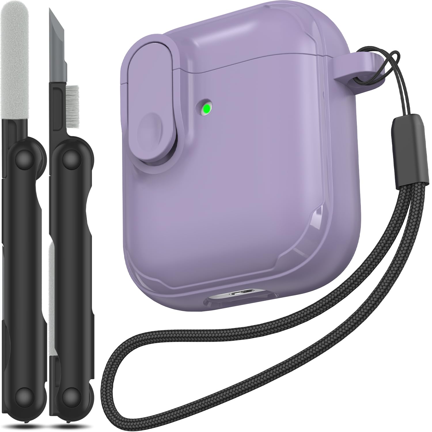 RFUNGUANGO - Funda para AirPods Pro 3 con Cierre y Kit de Limpieza, Transparente, rígida, para Videojuegos, con Soporte para teléfono Integrado, antigolpes （Naranja） — view 36