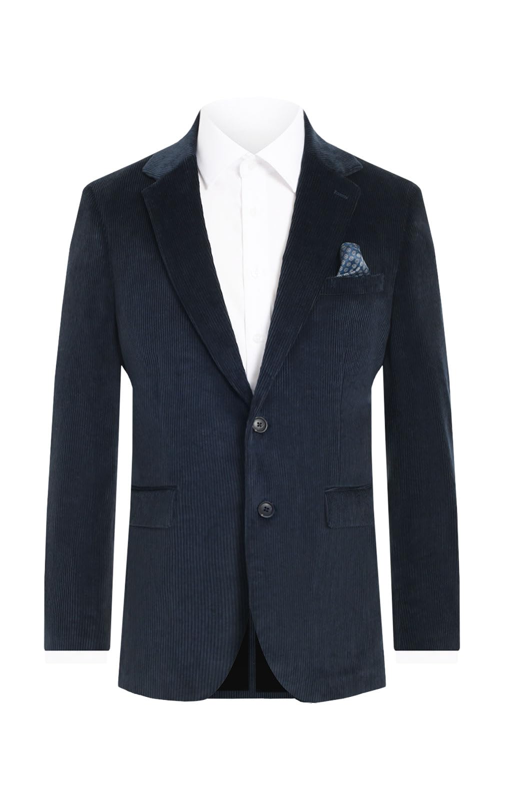 Dobell Mens Navy Corduroy Jacket Regular Fit 100% Cotton-46R