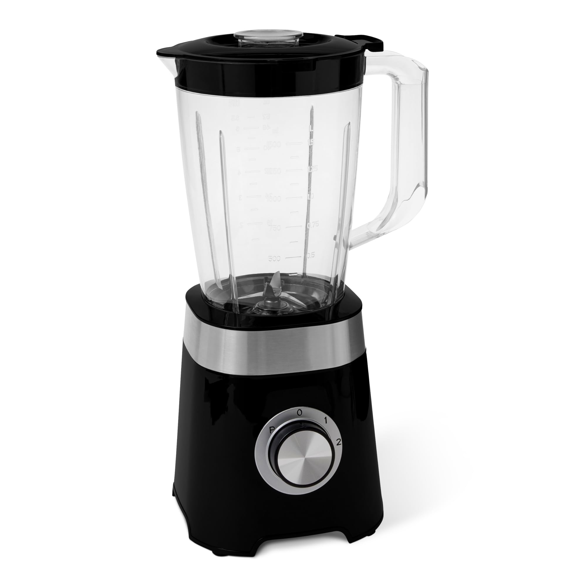 Amazon Basics Mixeur de cuisine avec pichet en plastique de 1.5 l, 600 W pour faire des smoothies et piler de la glace, Noir