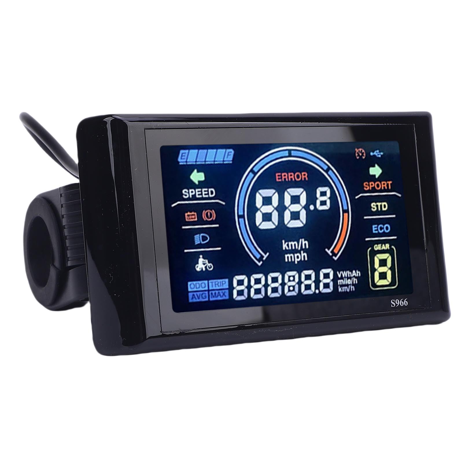 Generic Wyświetlacz LCD do Roweru Elektrycznego, Wodoodporny Kolorowy Licznik Rowerowy 24 V 36 V 48, Licznik Rowerowy do Rowerów Górskich z Inteligentnym Licznikiem NFC Jazdy na Rowerze Górskim
