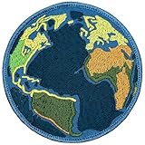 Earth World Globe Planet Patch 3.5' - Embroidered Earth Iron On Sew On Patch - Patches for Holes, Clothing, Dress, Jeans, Hat, Backpacks, Clothes