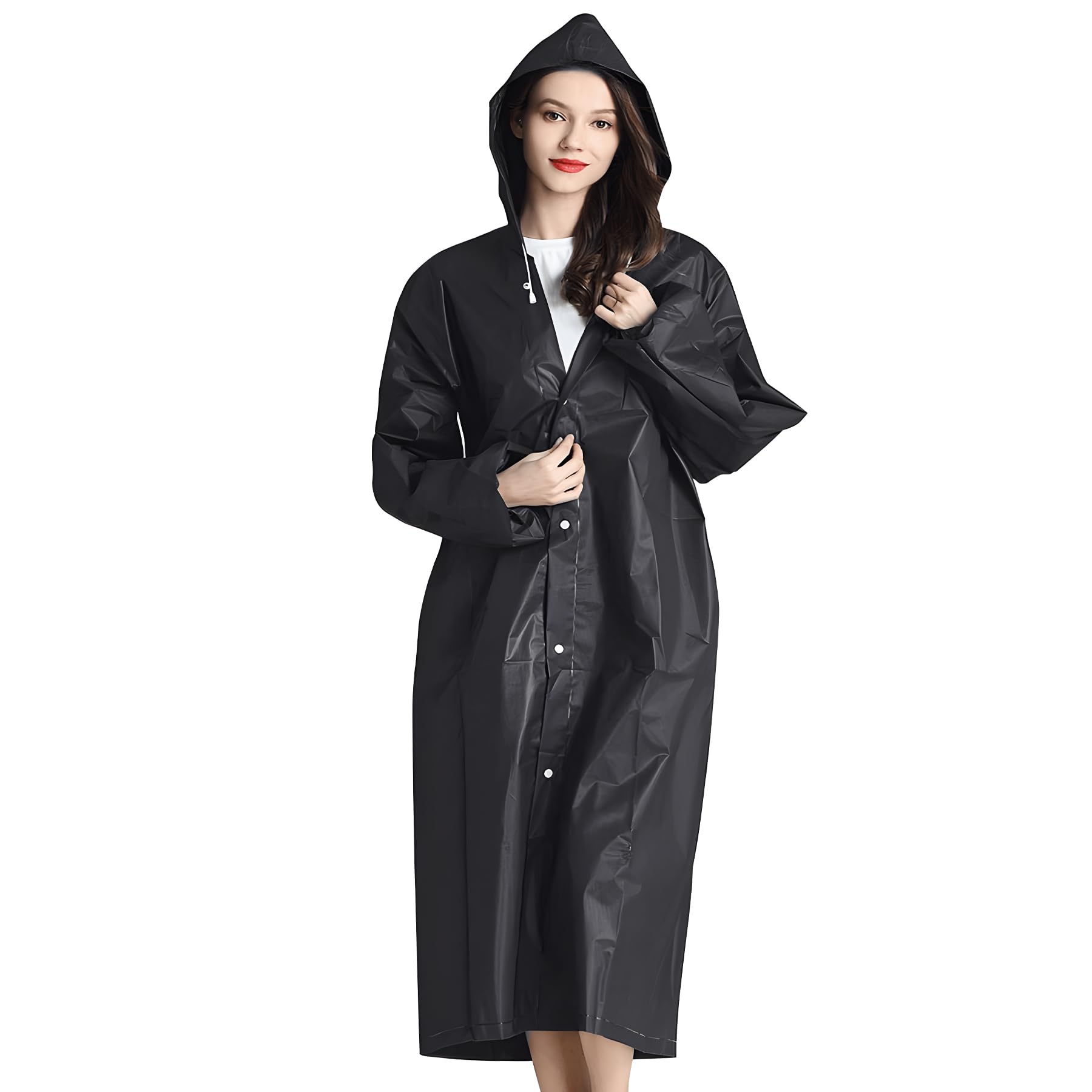 Chubasquero impermeable con capucha 2 unidades reutilizable largo para hombre y mujer