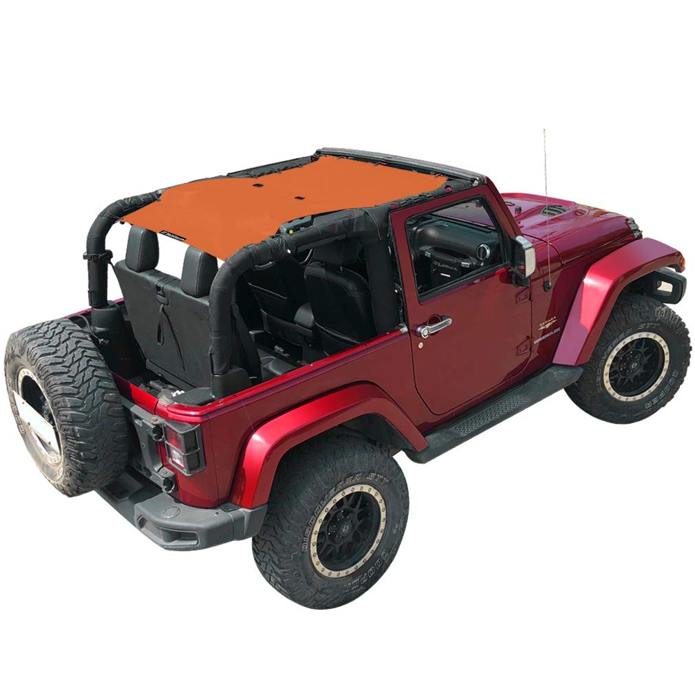 JK Sun Shade Top Compatible with Jeep Wrangler Sunshade Mesh Roof Orange