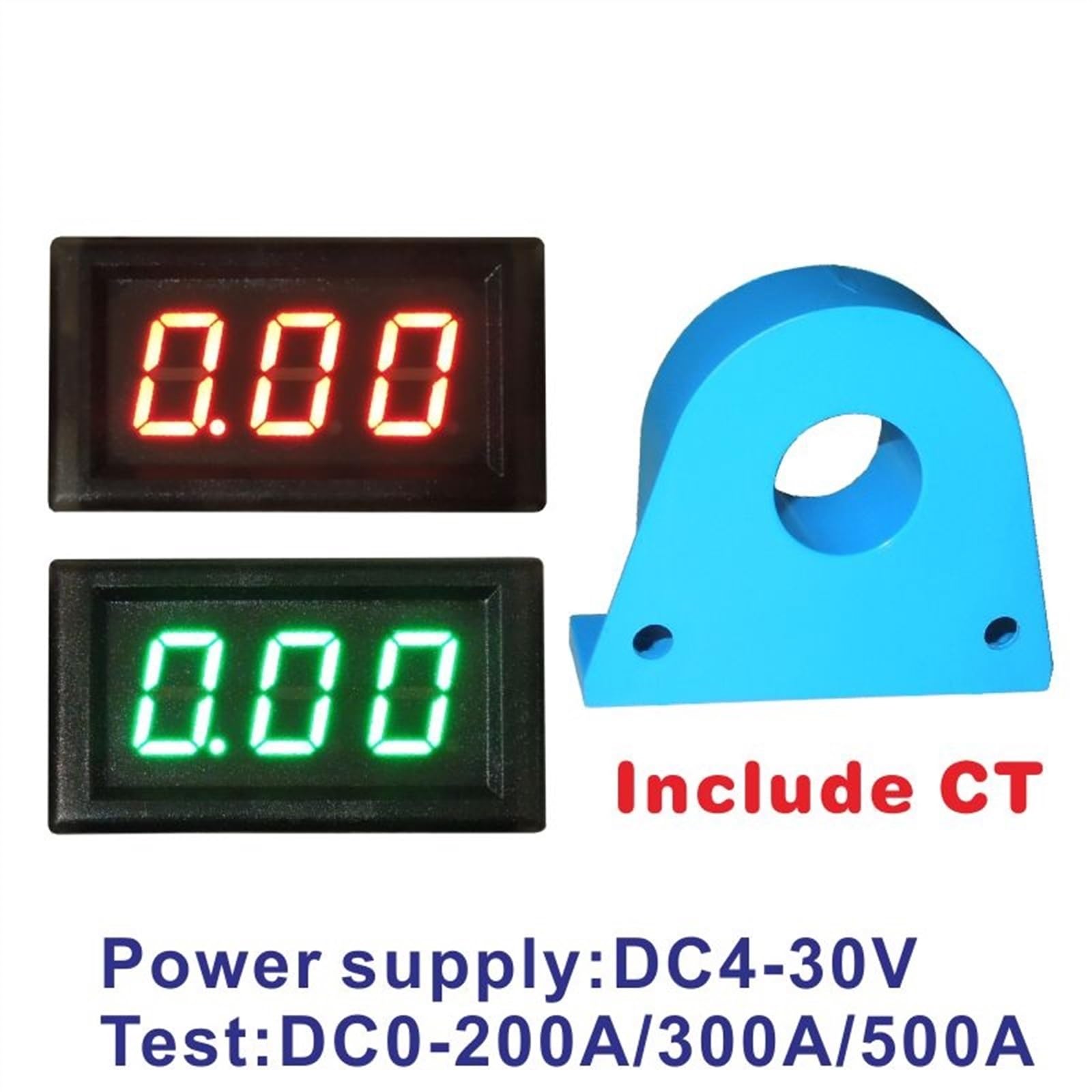 Amperímetro Digital LED 28C DC 0-200A 300A 500A con Kit CT amperímetro amperímetro amperímetro Panel medidor indicador de corriente(Green,DC500A)