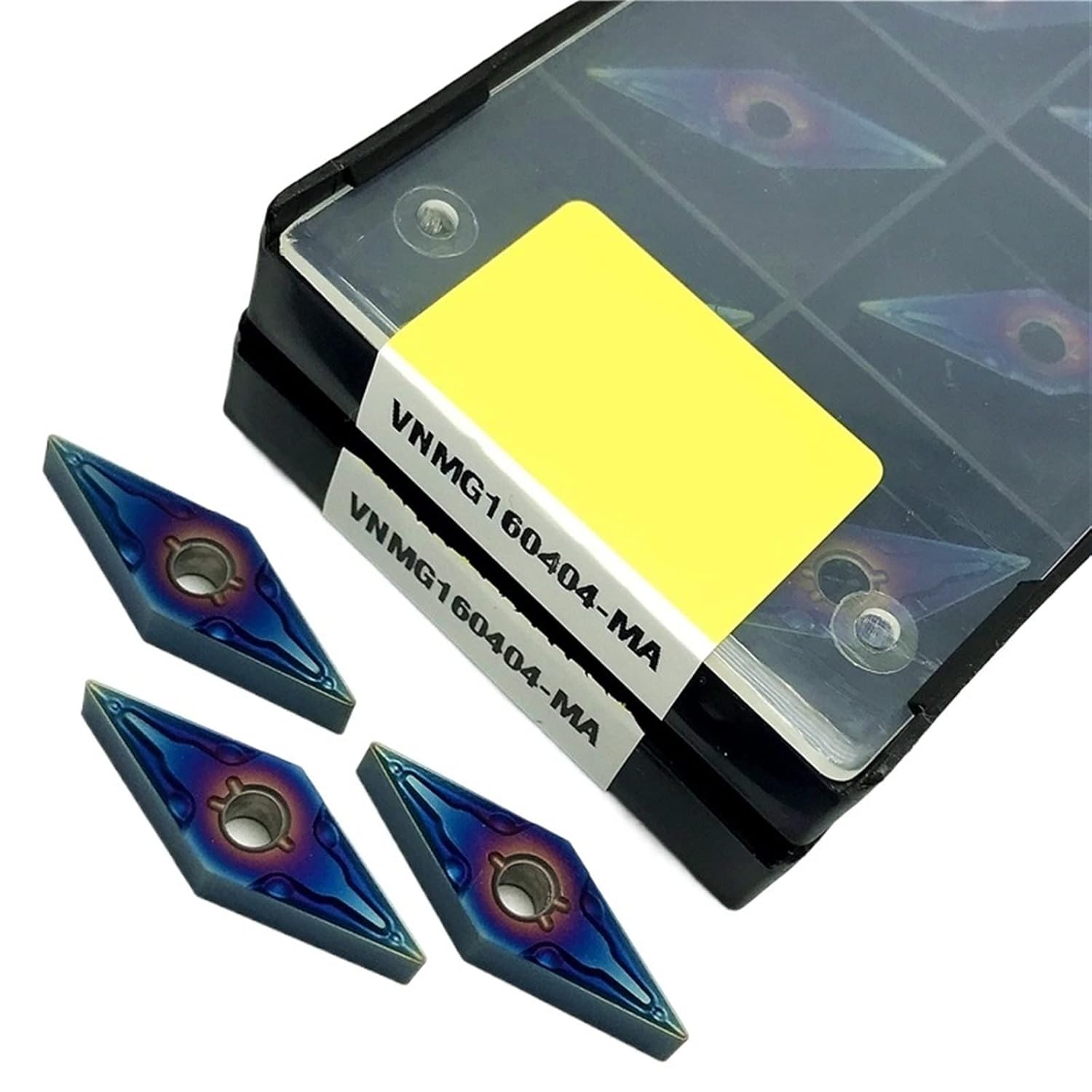 Indexable Lathe Carbide Insert 10PCS VNMG160404-MA VNMG160408-MA Carbide Inserts External Turning Tool for Stainless Steel Metal Lathe Tool Turning Insert(VNMG16408-MA)