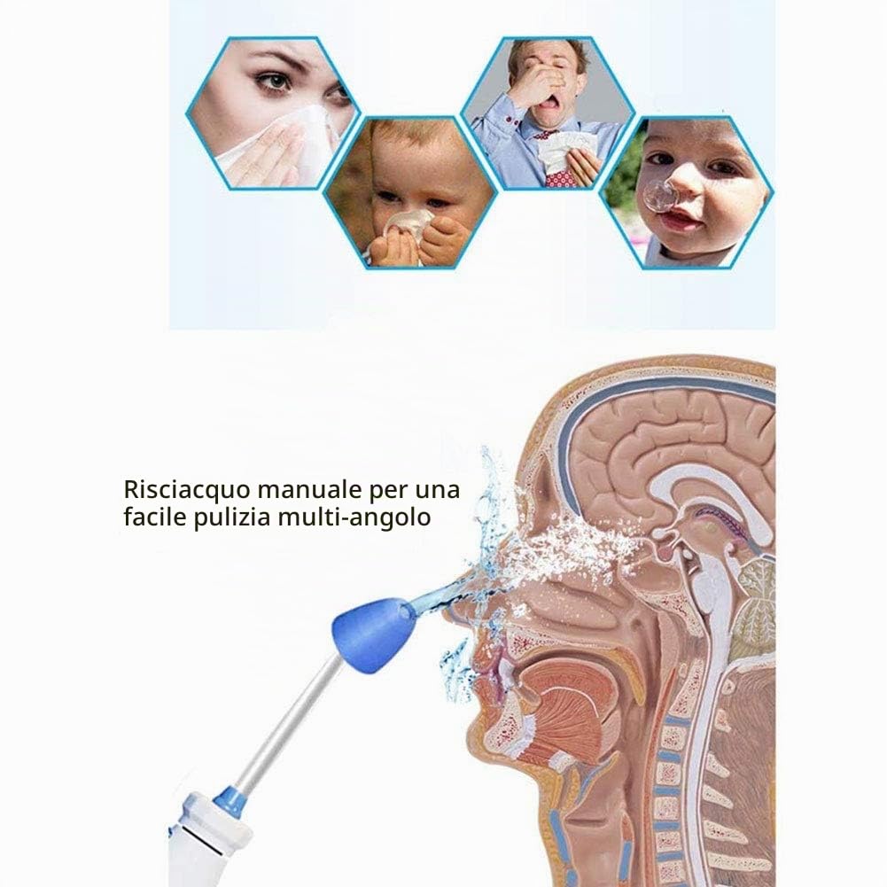 600ML Elettrico Neti Pot Irrigazione Nasale Risciacquo Nasale | Sistema Di Lavaggio Del Naso Sinusite Con Quattro Beccucci Per Bambini Adulti | Risciacquo Per Alleviare Le Allergie Sinusali Yoga Detox