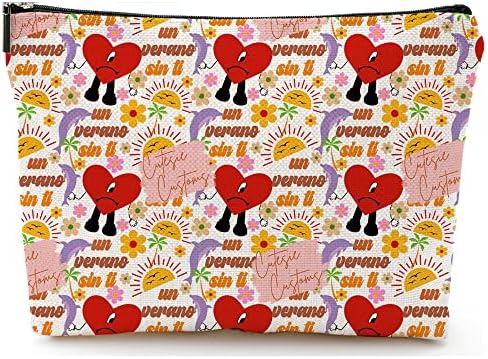 Bad Rabbit Bunny Merch Zipper Pouch Makeup Bag Funny Singer Merchandise for Women Friends Gifts Travel Cosmetic Bag