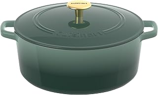 Chef's Classic Enameled Cast Iron Round Covered Casserole (Seafoam Green, 7- Quart)