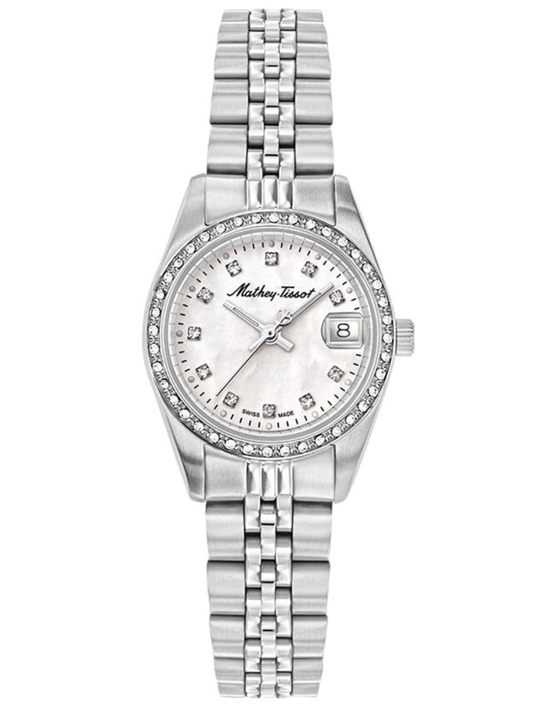 Mathey-Tissot Stainless Steel Swiss Made Analog White Dial Womens Watch - D709Aqi, Band Color-Silver (B0946VXDWH) Amazon Price History, Amazon Price Tracker