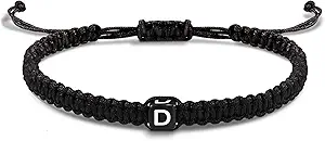 Initial Bracelets for Women Men Gifts for Her Teen Girl Best Friend Birthday Graduation Dainty Braided Bracelets Letter A-Z Charm Adjustable Link Mother's Day Jewelry Mom Christmas Gifts Valentine's Day Jewelry