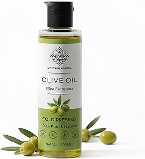 Mystic Pure Ayurveda Cold Pressed Olive Oil For Hair and Skin, Baby Massage, Deeply Moisturizes - 200ml Price In India
