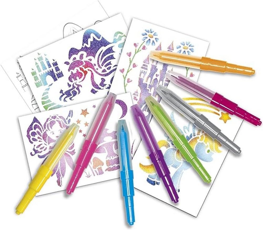 Lansay - Blopens - Set De Actividades Mágicas - Rotuladores para Soplar con Plantillas Reutilizables - Set Creativo para Dibujos De Hadas Niños +5 Años - Artística
