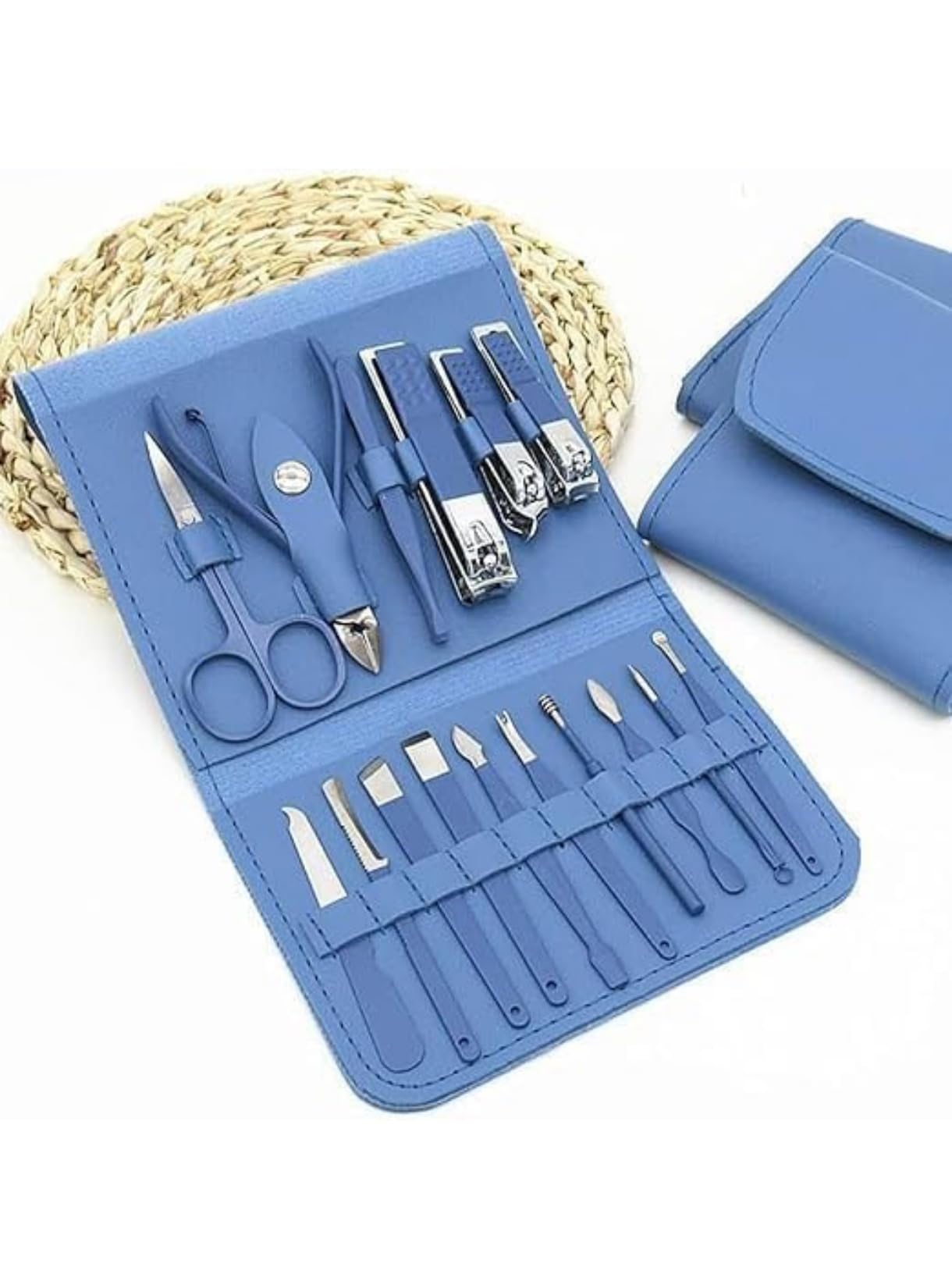 16 In 1 Manicure Kit Set Nail Clippers Tools Household 12/16Pcs Green Stainless Steel Ear Spoon Nail Cutters Scissors Kit for Manicure Tools-picture-20