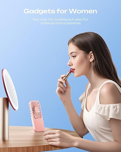 Miniatura 5 de Otlonpe Mini ventilador portátil recargable, pequeños ventiladores portátiles de mano con batería personal para viajes de escritorio de mano,