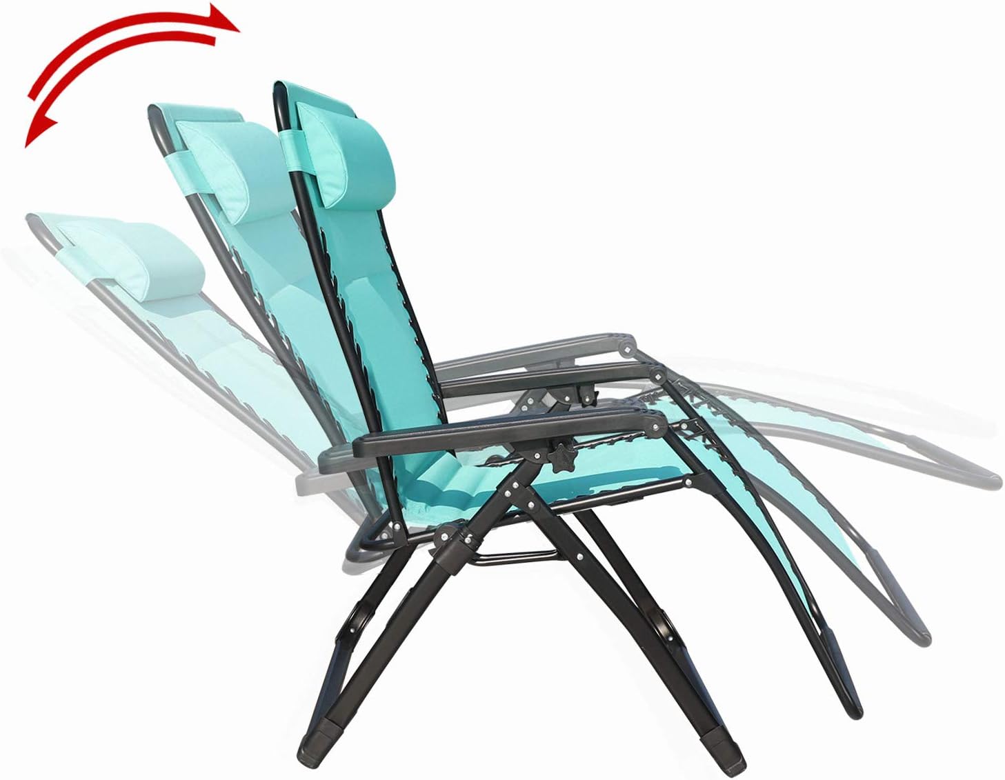 GOLDSUN Oversize XL Padded Zero Gravity Lounge Patio Chair Adjustable Reclining Lounger with Utility Cup Tray Support 350 LBS-Blue
