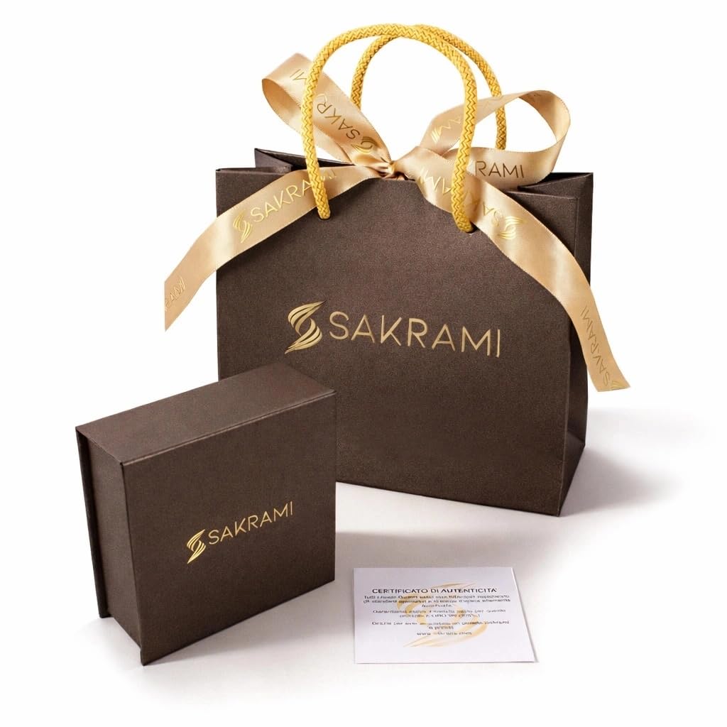 Sakrami Collana Punto Luce Oro 9KT Zircone Bianco o Rosa − Ciondolo Luminoso Delicato + Scatola con Incisione Personalizzata − Idea Regalo Donna Ragazza Comunione Cresima Compleanno