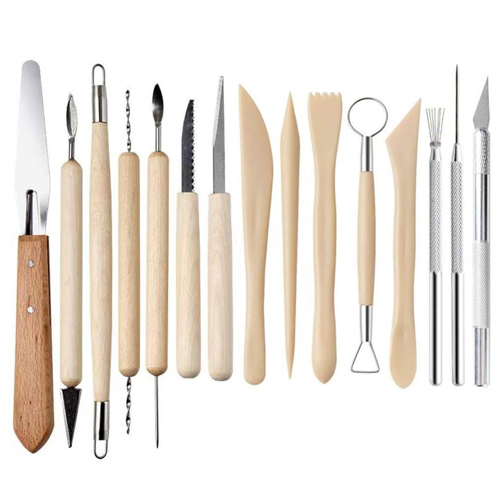 Töpferwerkzeuge, 15 Sets aus Stein, Kunststoff, Ton, Schnitzdetails, Sieben Nadeln, DIY Handschneiden