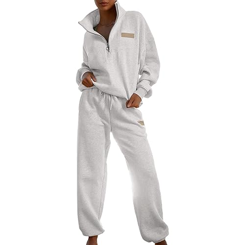 Herseas Women 2 Piece Outfits Sweatsuit Lounge Set Half Zip Pullover with Jogger Airport Tracksuit Matching Pants Set