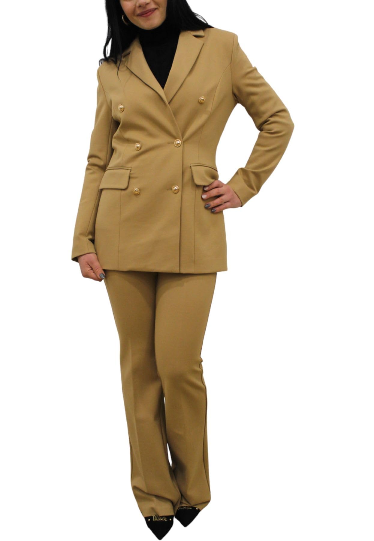 Gaudi Giacca Blazer in Punto Stoffa Doppiopetto 321BD34002 Marrone Chiaro Marrone S