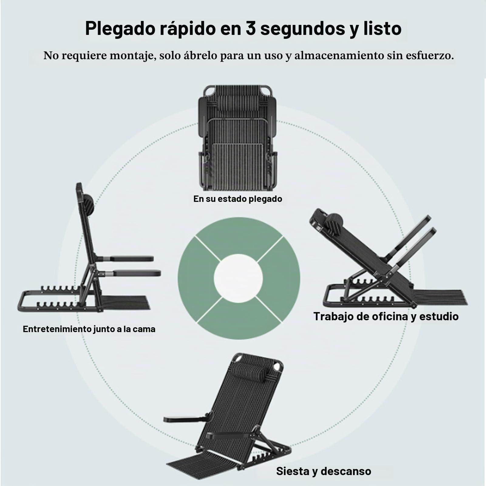 Brrnoo Respaldo de Cama Elevable Ajustable con Almohada para la Cabeza Reposabrazos,Soporte para la Espalda Cama Plegable, Respaldo de Lectura Raya Azul Oscuro Respaldo de 70 Cm de Altura