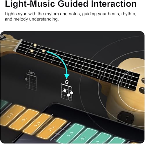 Miniatura 3 de Populele Concert Ukulele for Beginners 23-Inch Smart Ukulele with Intelligent Visual Interactive Exercise Guidance, Online Lessons, 72 LEDs, and