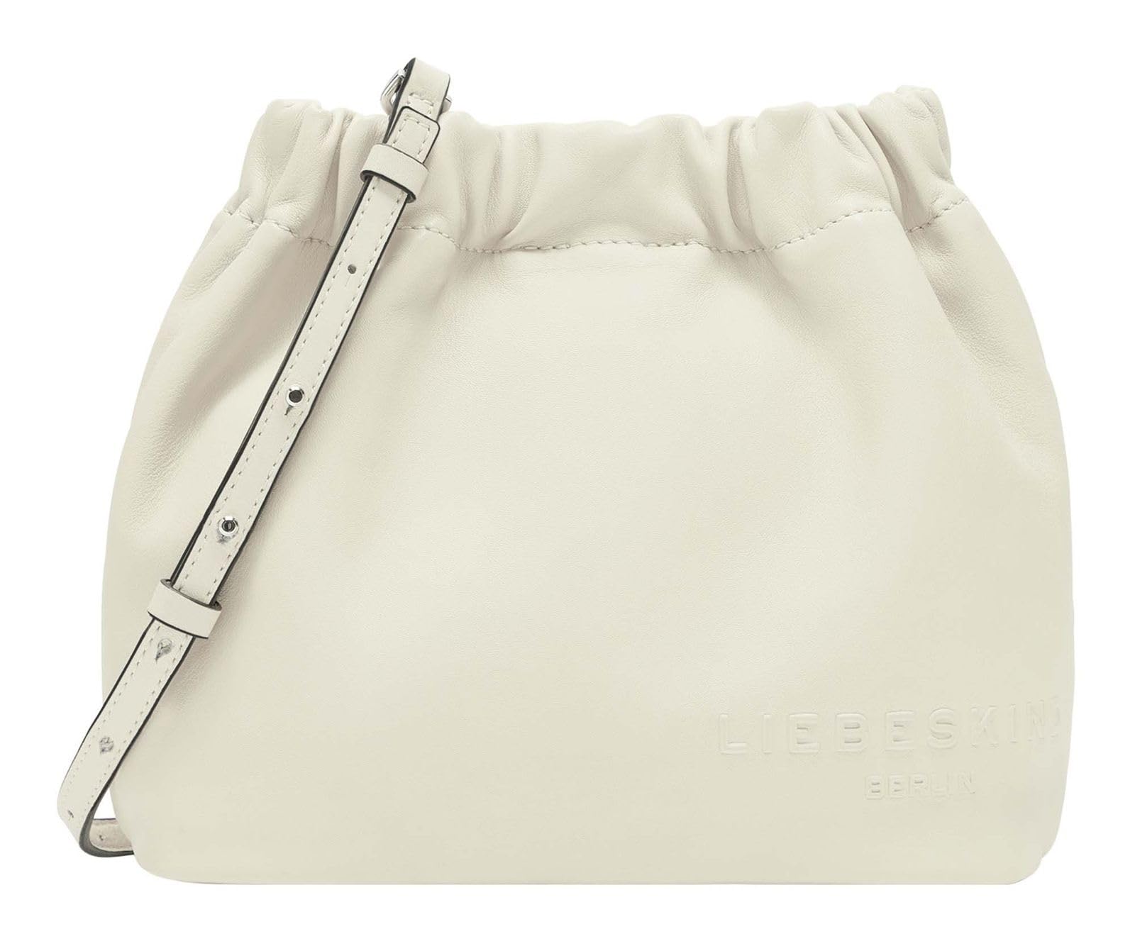 LIEBESKIND BERLIN Leather shoulder bag Ruffle Sheep Natural Cloud Hobo Bag Milk creme-white