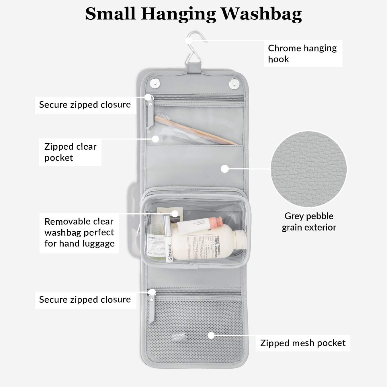 Stackers Neceser colgante pequeño gris guijarro