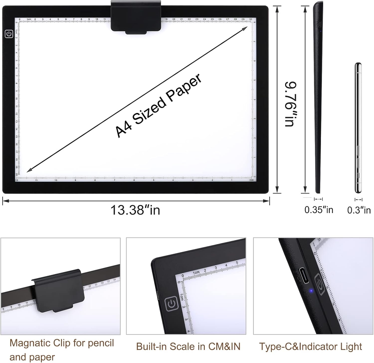 Wireless Light Pad for Tracing, Iusmnur A4 Battery Powered LED Light Box Dimmable Brightness LED Art Tracing Pad for Artist Drawing Sketching Animation Stencilling and 5d Diamond Painting