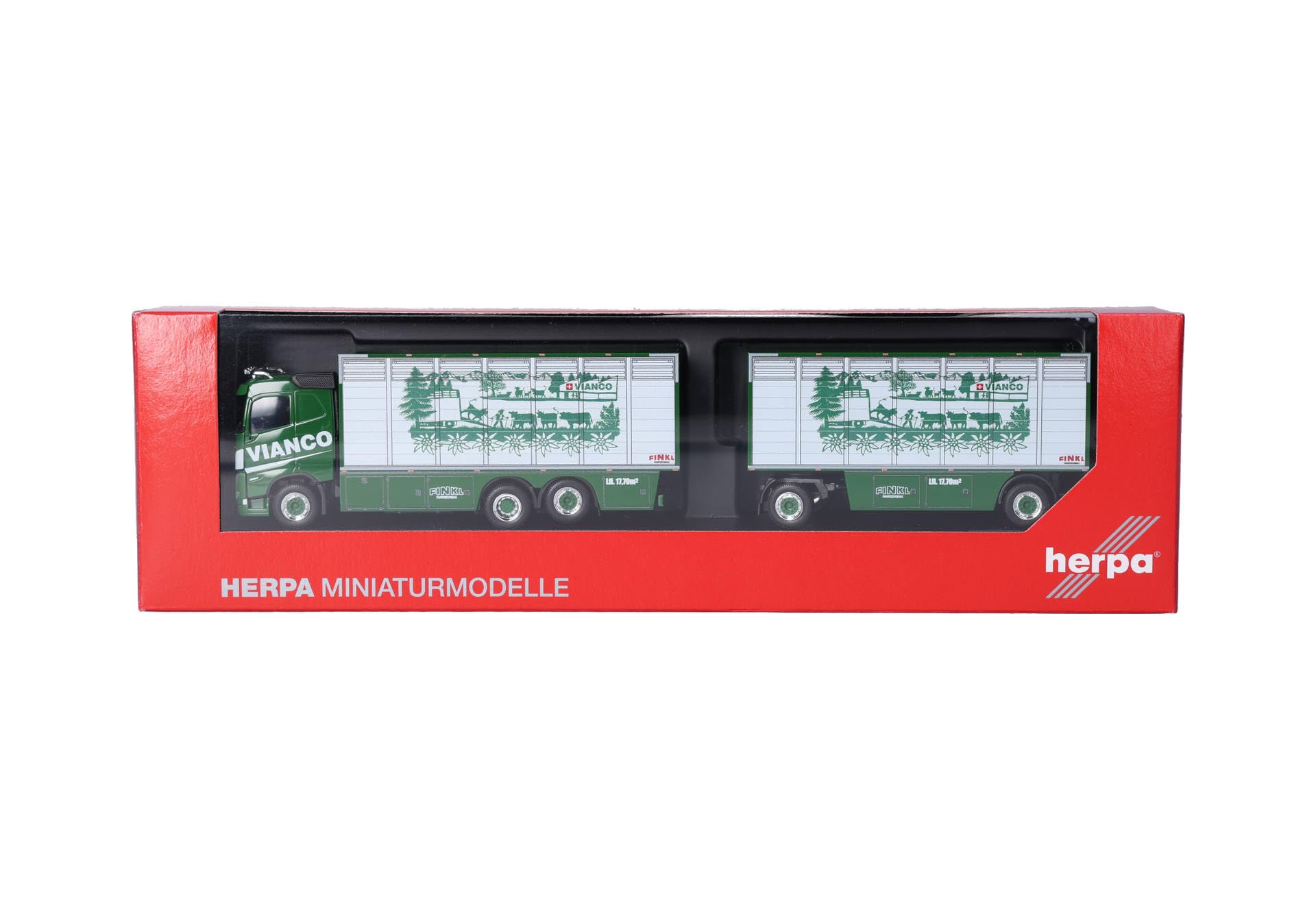 Herpa 320832 | Volvo FH GL FD 2020 | wózek transportowy dla bydła | Vianco (CH| 1:87