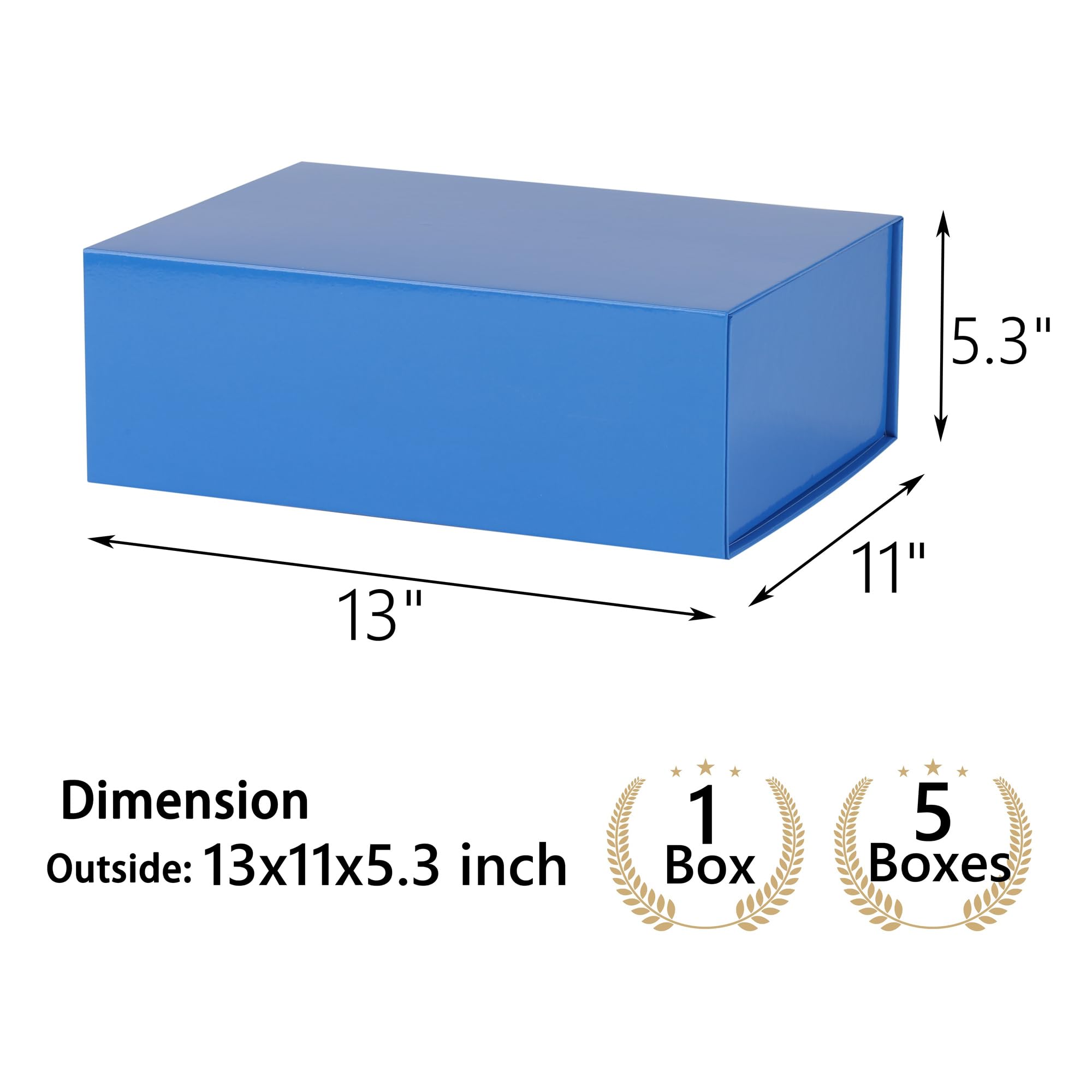MUMUPACK Niebieskie pudełko upominkowe, 13 x 11 x 5,3 duże pudełka prezentowe z pokrywkami na prezenty zawiera wstążkę i papier do samodzielnego drukowania, pudełko na oświadczyny druhny, magnetyczne