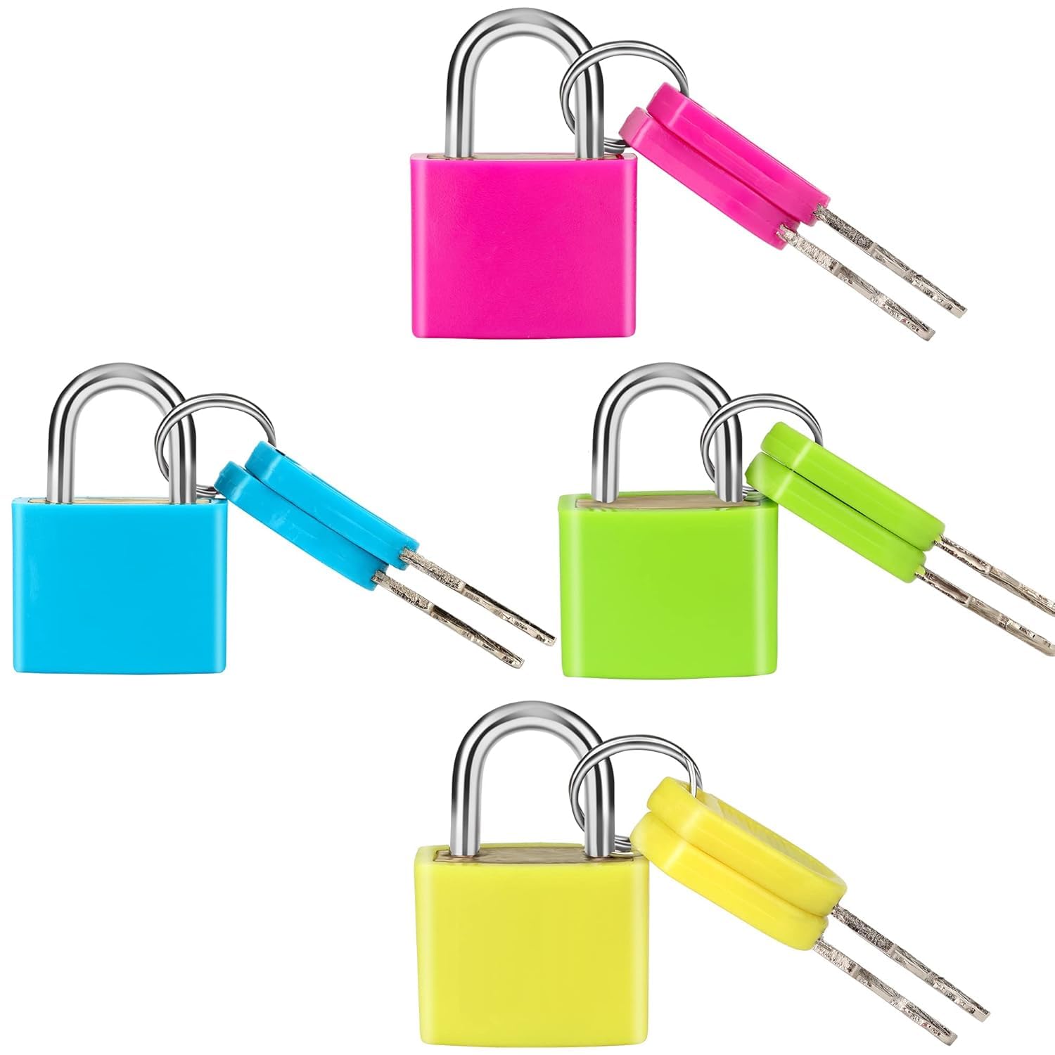 Fambal Set of 4 Mini Padlocks | Metal Pad Locks for Suitcase Trolley Bags Travelling Security Bags Lock-image-0