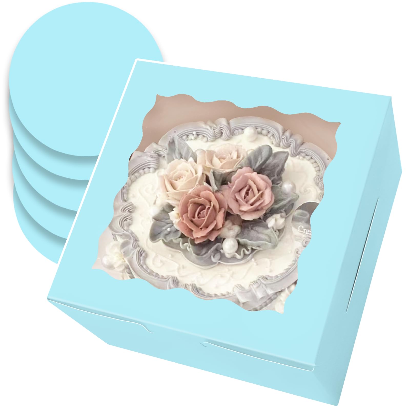 Boîtes à Gâteaux Auto-pop-up Avec Fenêtre - Lot De 12 - Violet Profond 25,4 X 25,4 X 6,3 Cm - Pour Pâtisseries Et Cadeaux