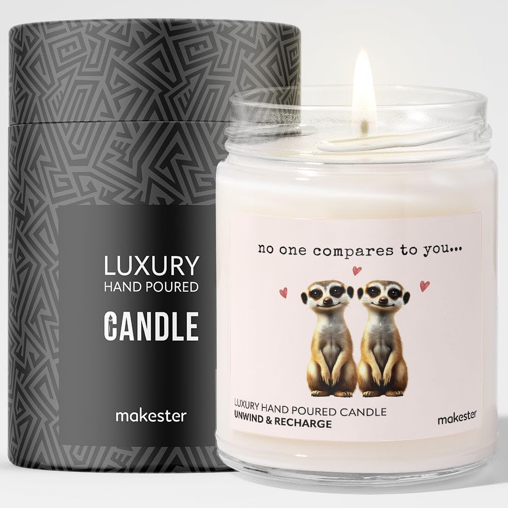 Meerkat Gifts - Luxury Soy Wax Candle - Vanilla, Jasmine, Sugared Almond - Makester