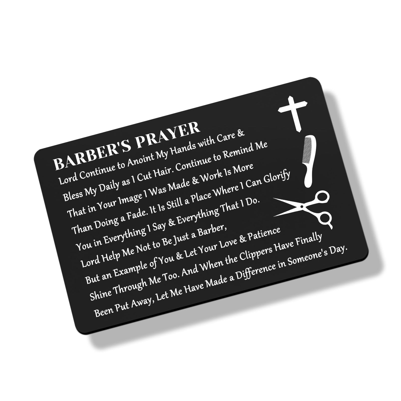 Heigebi Barber's Prayer Wallet Metal Card Barber Gifts for Him Hairdresser Hairstylist Inspirational Jewelry for Hair Stylists Hairdresser Christmas