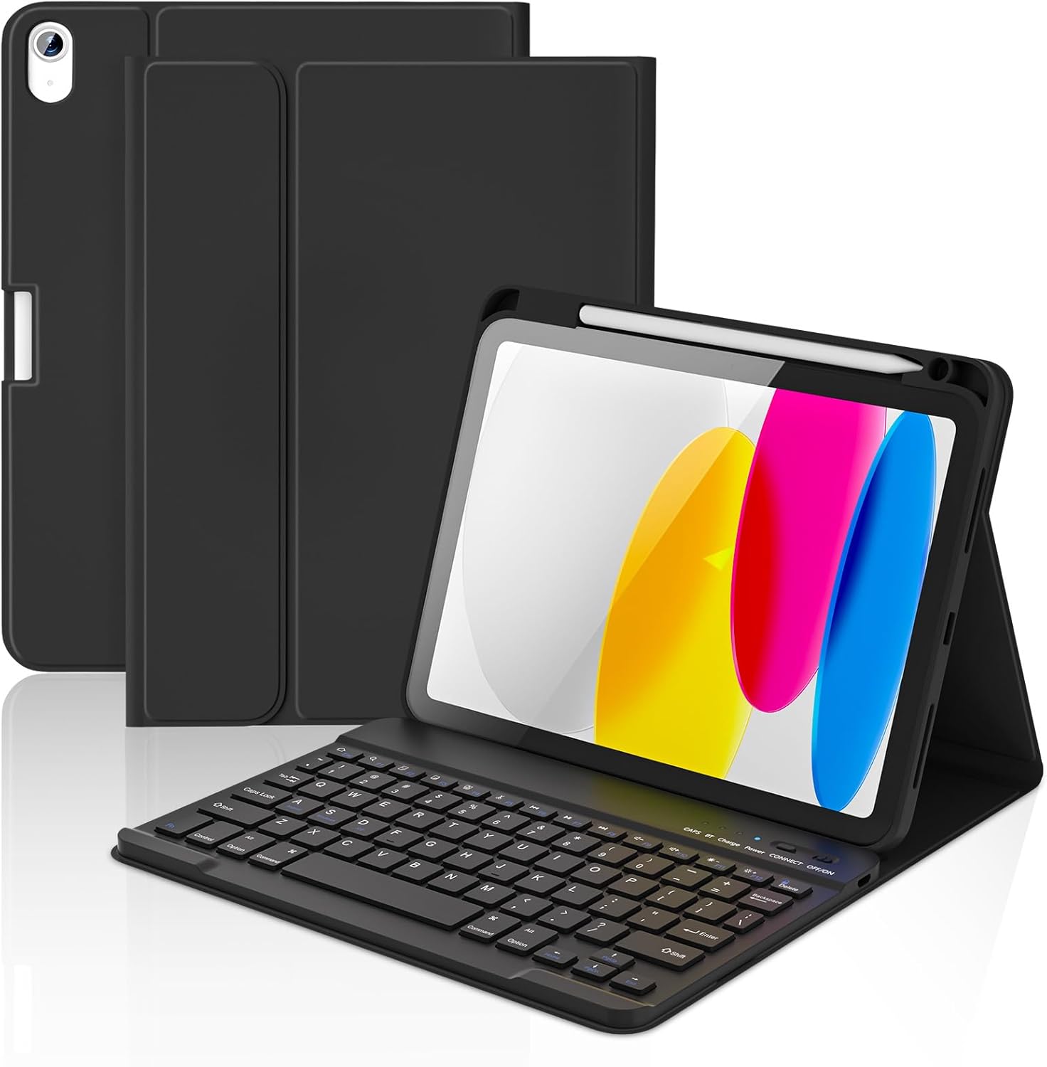 KBCASE for iPad 11th/10th Generation Case with Keyboard, Detachable Wireless Keyboard Case with Pencil Holder for iPad A16 11 inch 2025/10th Gen 10.9 inch 2022 (Black)